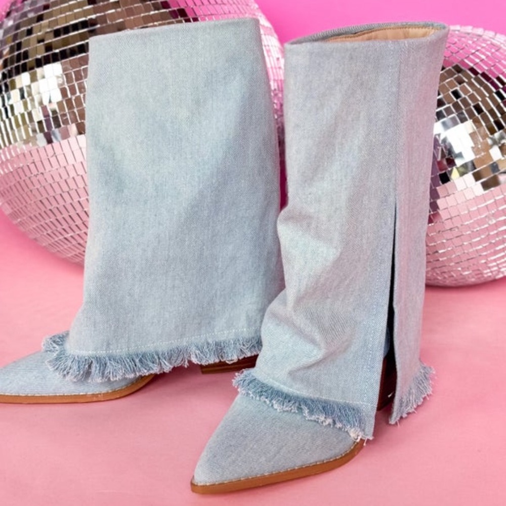 Denim Fold Over Boots